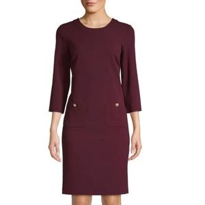 Karl Lagerfeld Purple Sleeve Dress Pearl Button
